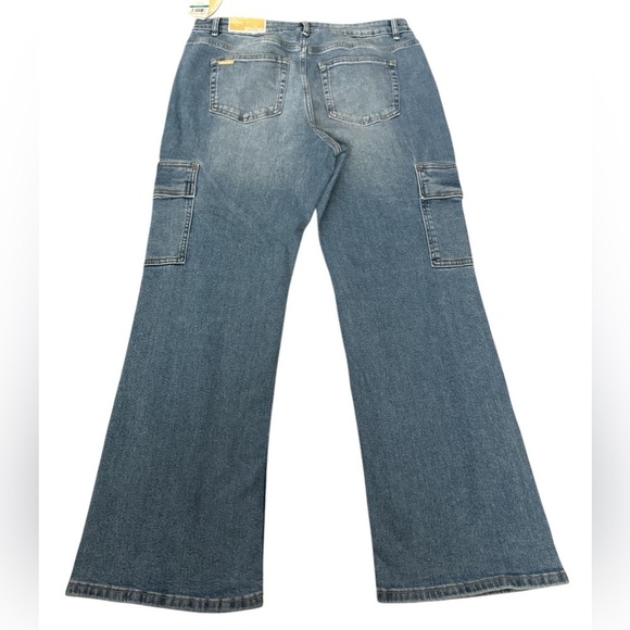 Michael Kors Womens Stone Wash Selma Cargo Bootcut High Rise Denim Jeans Size 16 - Picture 5 of 9